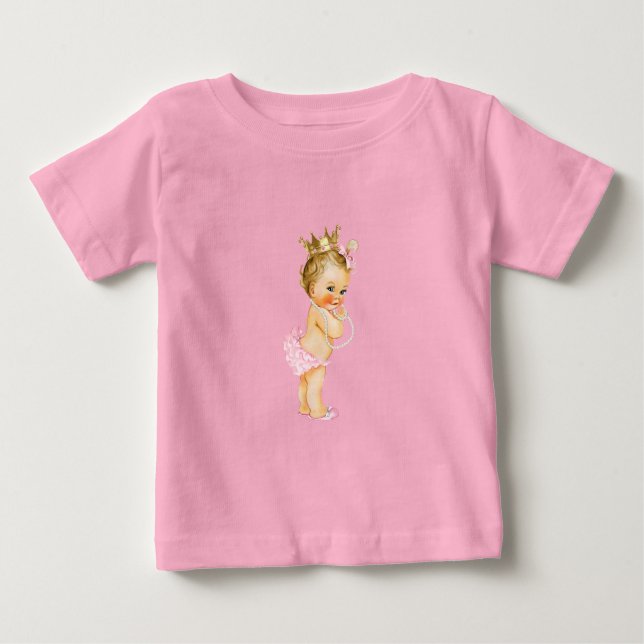 Camiseta De Bebé Rosa y Oro Princesa (Anverso)