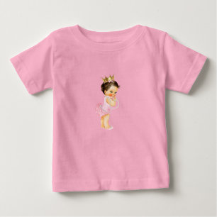 Camiseta De Bebé Rosa y Oro Princesa