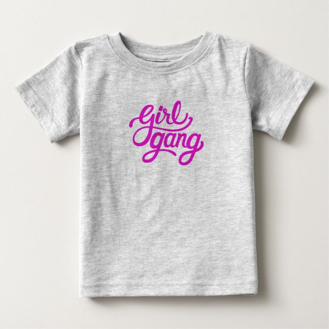 Camiseta De Bebé rosado de pandilla chica (Anverso)