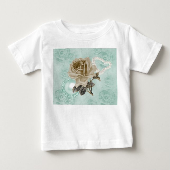 Camiseta De Bebé Rosas de marfil verdes de la Casa de la Moneda (Anverso)