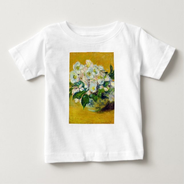Camiseta De Bebé Rosas navidades (por Claude Monet) (Anverso)