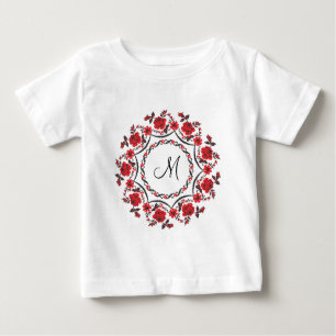 Camiseta De Bebé Rosas que llaman Monograma personalizado inicial
