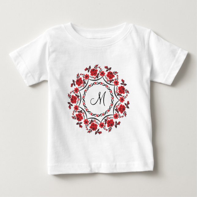Camiseta De Bebé Rosas que llaman Monograma personalizado inicial (Anverso)