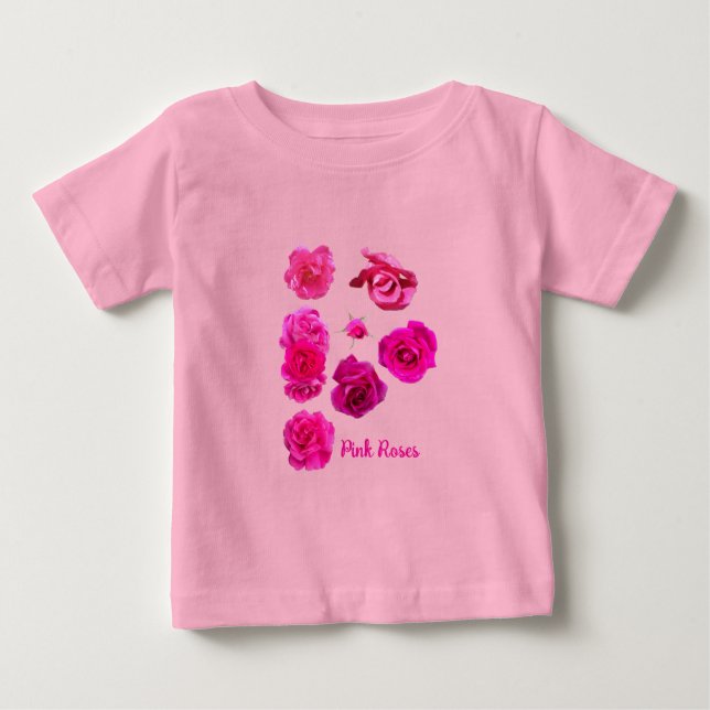 Camiseta De Bebé Rosas Rosadas  (Anverso)