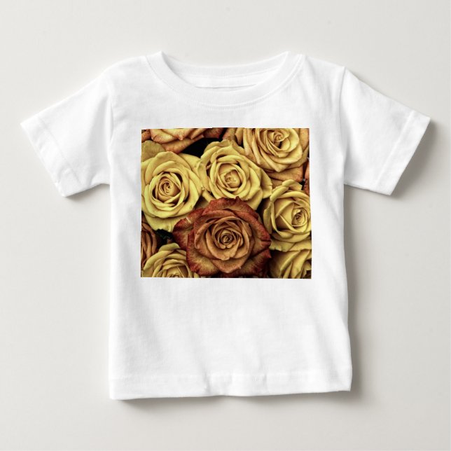 Camiseta De Bebé Rosas Sepia Tintados (Anverso)