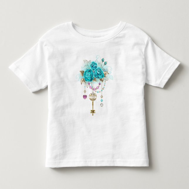 Camiseta De Bebé Rosas turquesas con llaves (Anverso)