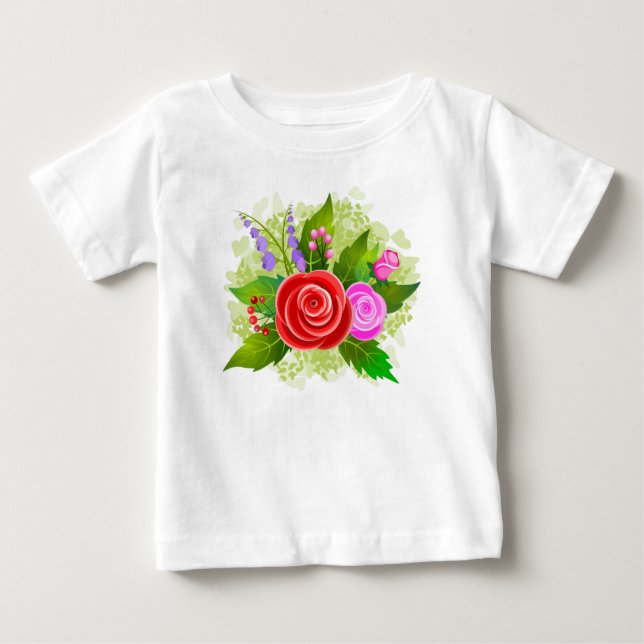 Camiseta De Bebé Rose Flowers Illustration (Anverso)