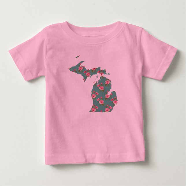 Camiseta De Bebé Roses rosados de bonito | Michigan T-Shirt | Michi (Anverso)