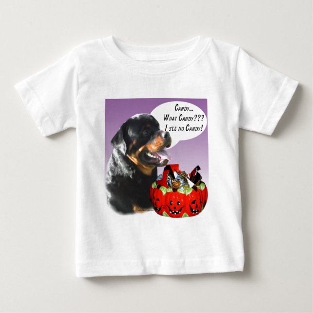 Camiseta De Bebé Rottweiler Halloween Candy (Anverso)