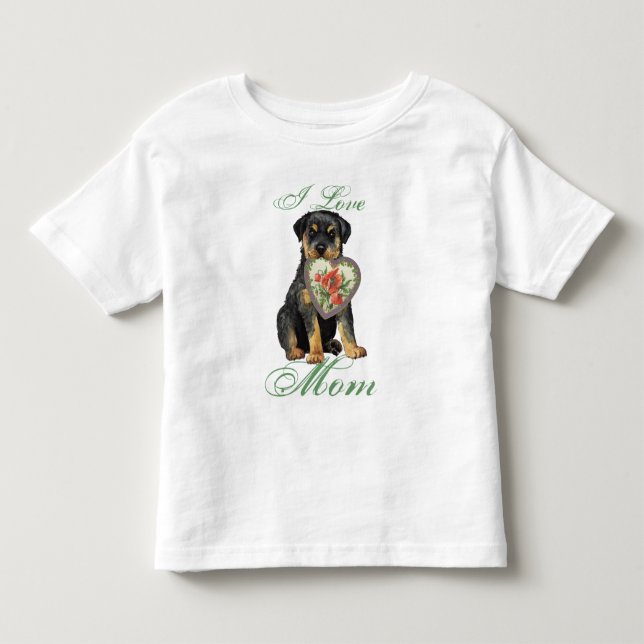 Camiseta De Bebé Rottweiler Heart Mom (Anverso)