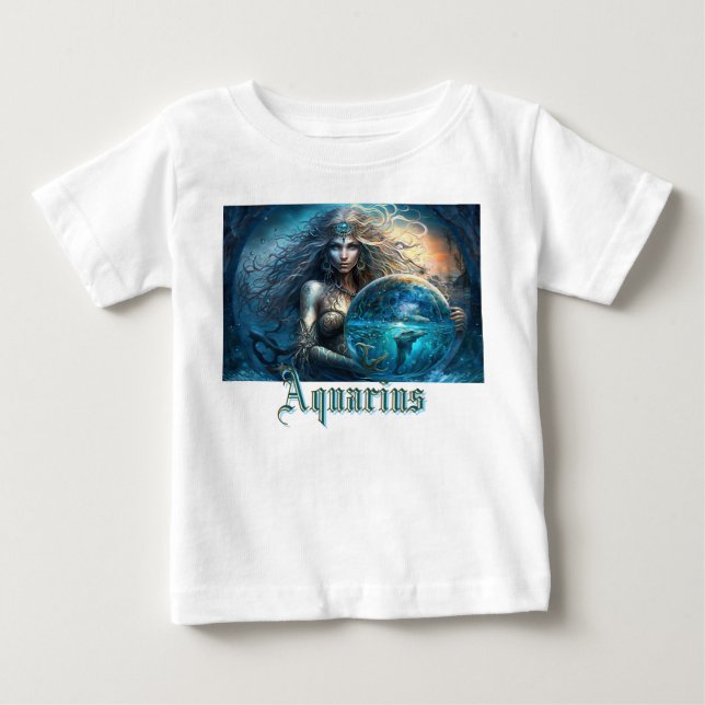 Camiseta De Bebé Rótulo Aquarius Zodiac (Anverso)