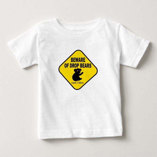 Camiseta De Bebé Rótulo australiano divertido. Guárdese de osos del (Anverso)