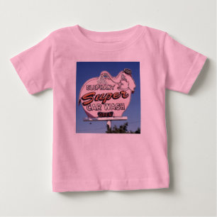 Camiseta De Bebé Rótulo de neón del túnel de lavado del elefante