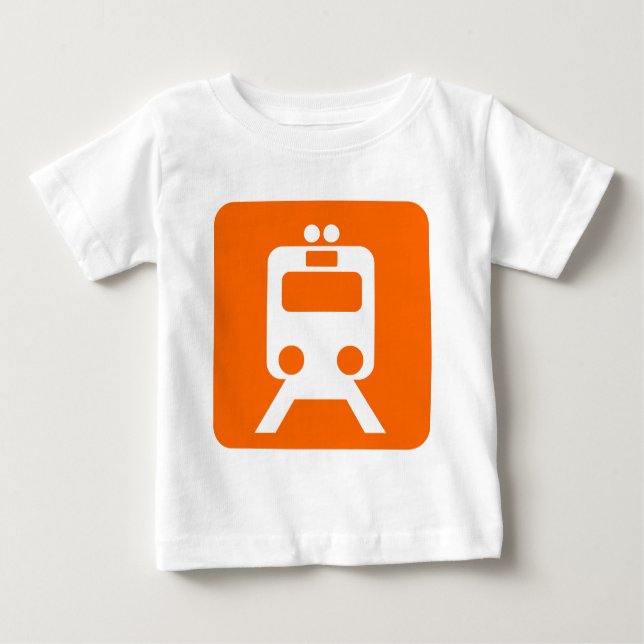 Camiseta De Bebé Rótulo de trenes - Naranja (Anverso)