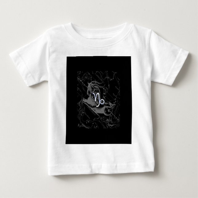 Camiseta De Bebé Rótulo Zodiaco de Capricornio con estilo cromado e (Anverso)