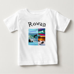 Camiseta De Bebé Rowan Nombre Con Chimpancés Surfistas,
