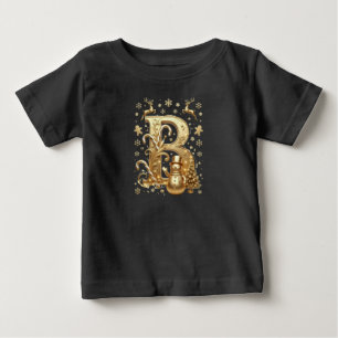 Camiseta De Bebé Royal Gold Letter B Luxury Snowman Baby Shirt