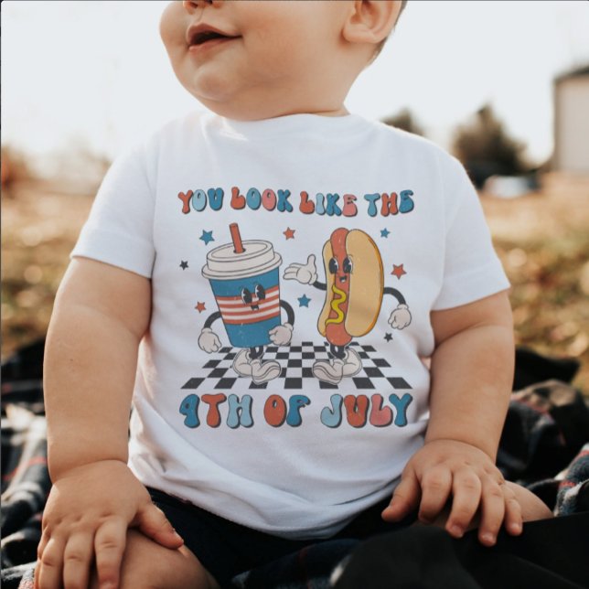 Camiseta De Bebé Rtro Julio 4 Día de la Independencia Gracioso Picn (Subido por el creador)