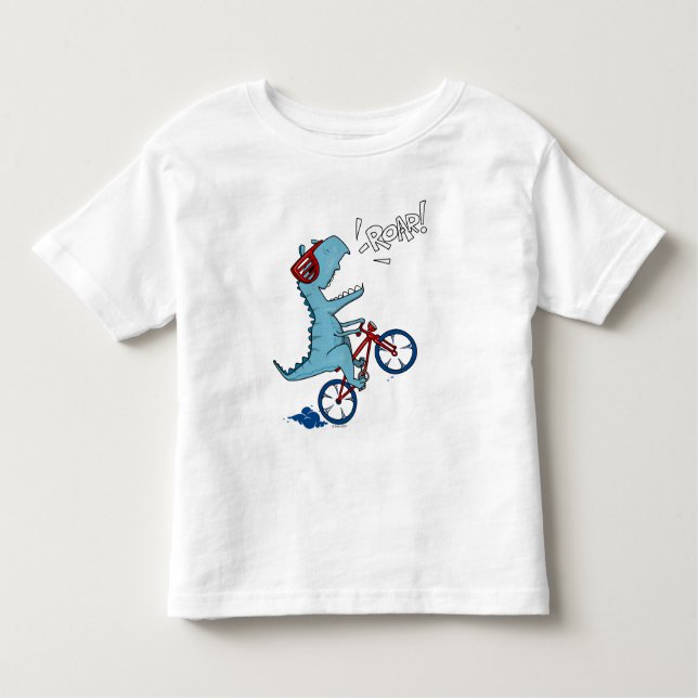 Camiseta De Bebé Ruar T-Rex en bicicleta (Anverso)