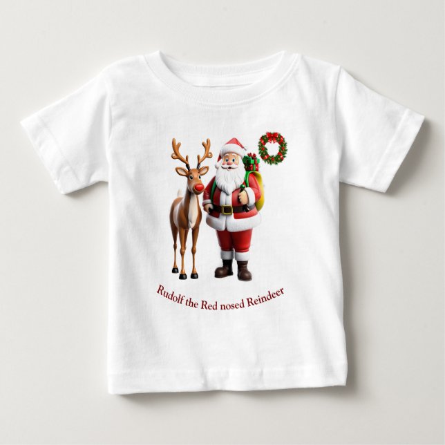 Camiseta De Bebé Rudolf el reno de la nariz roja (Anverso)