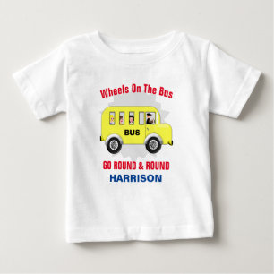Camiseta De Bebé Ruedas En El Autobús Los Niños Cutan Personaliza