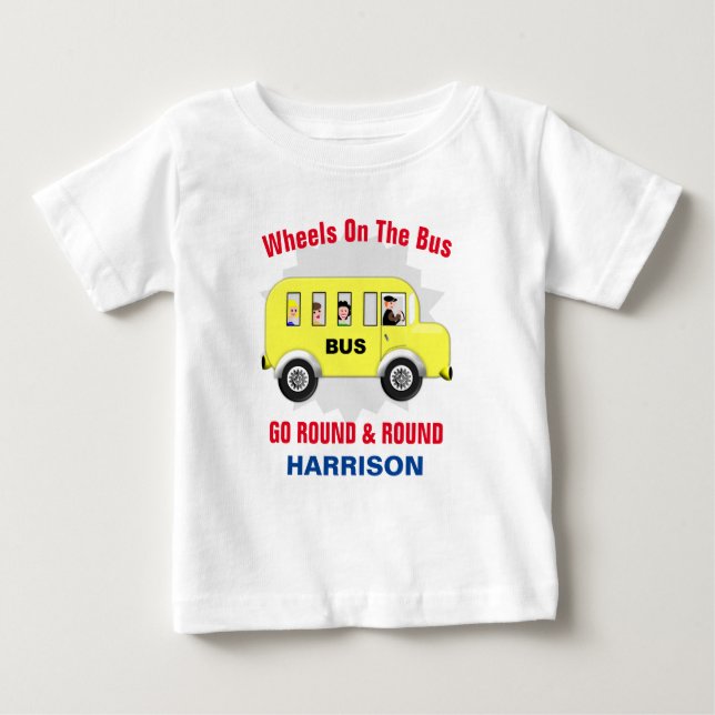 Camiseta De Bebé Ruedas En El Autobús Los Niños Cutan Personalizado (Anverso)