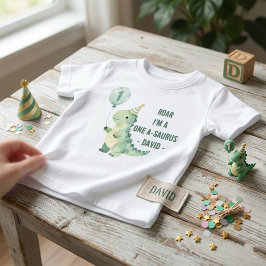 Camiseta De Bebé Rugir Soy un One-A-Saurus Cumpleaños Uno Dinosauri