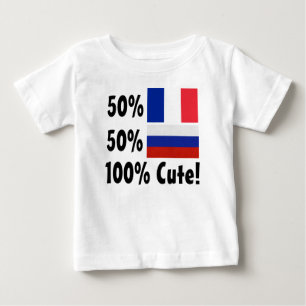 Camiseta De Bebé Ruso del francés el 50% del 50% el 100% lindo