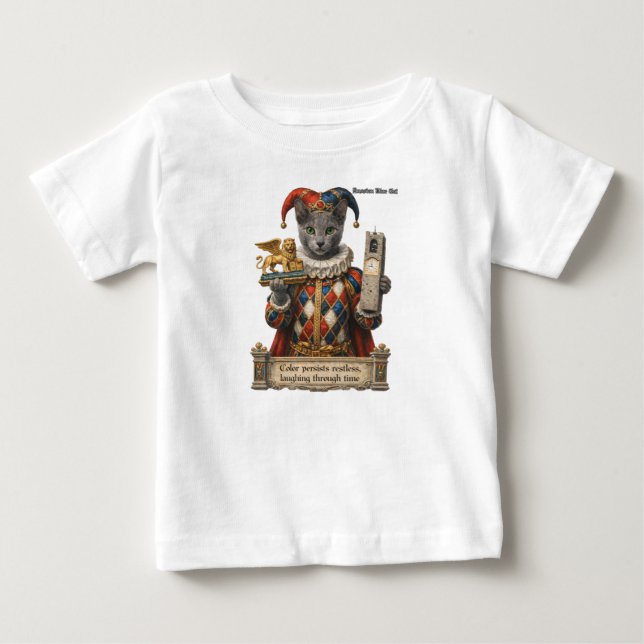 Camiseta De Bebé Russian Blue Arlequin Cat (Anverso)