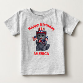 Camiseta De Bebé Russian Blue Kitten (1h) Patriotic Kid T-Shirt