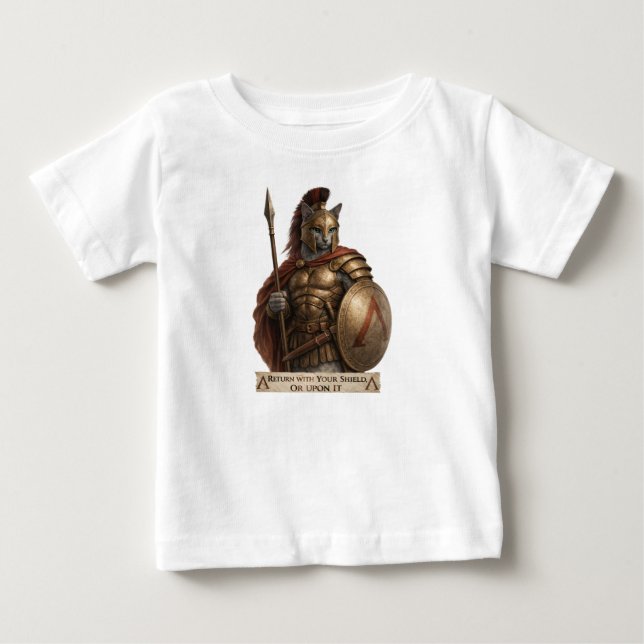 Camiseta De Bebé Russian Blue Spartan Cat (Anverso)