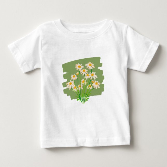 Camiseta De Bebé Rustic Floral Design on Green Background (Anverso)