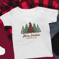 Rústico Red Plaid Merry Christmas Treys Personaliz