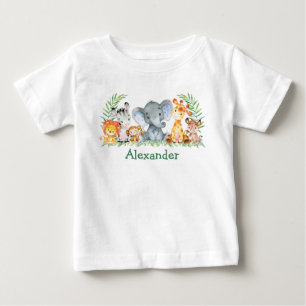 Camiseta De Bebé Safari color de agua bebé elefante animales