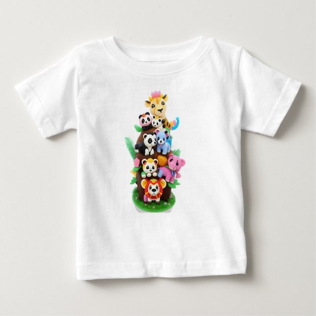 Camiseta De Bebé Safari de animales coloridos (Anverso)