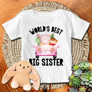 Camiseta De Bebé Safári en Camioneta Rosa La Mejor Hermana Mayor