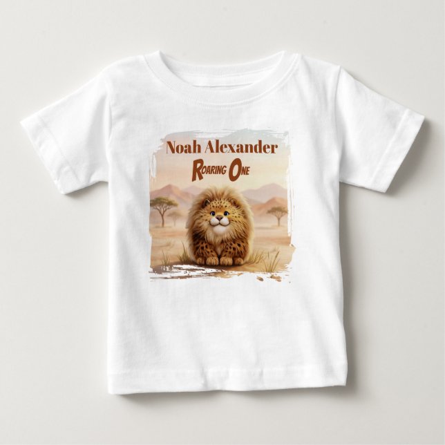 Camiseta De Bebé Safari First Birthday Zuberi Fluffy Leopard Party (Anverso)
