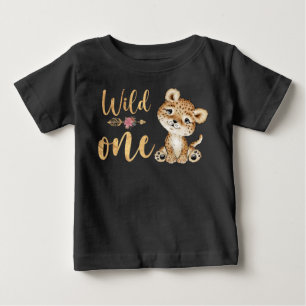 Camiseta De Bebé Safari Floral Salvaje Un Leopardo Primer Cumpleaño