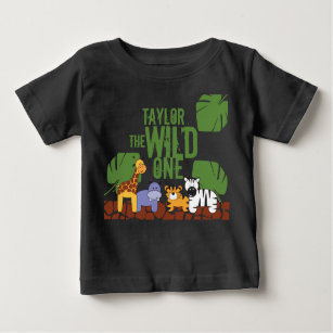 Camiseta De Bebé Safari Green tipo WILD UN primer cumpleaños