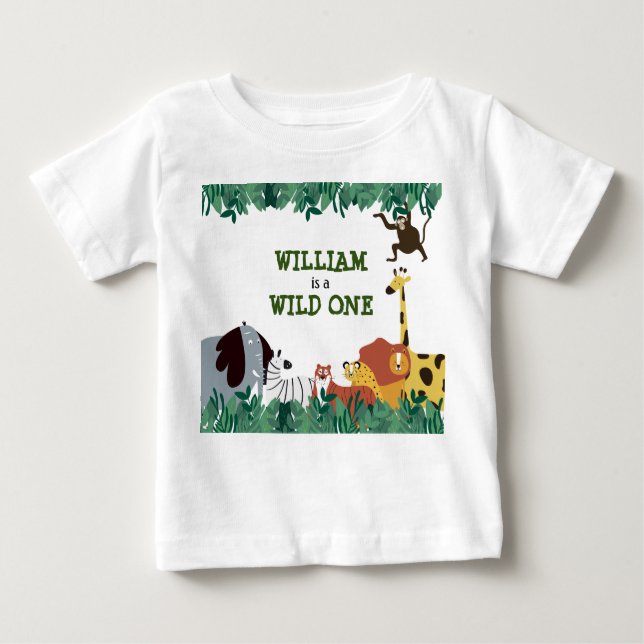 Camiseta De Bebé Safari salvaje de una jungla personalizada (Anverso)