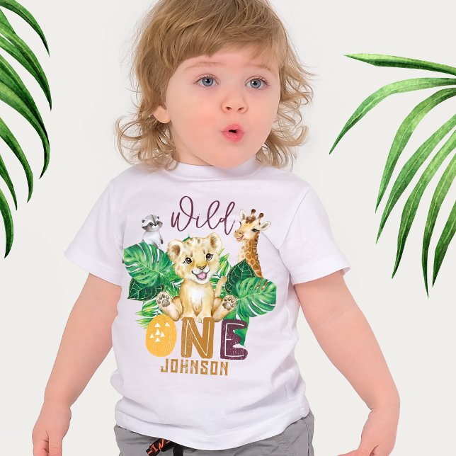 Camiseta De Bebé Safari Wild One Animal Jungle Foto Primer cumpleañ (Subido por el creador)