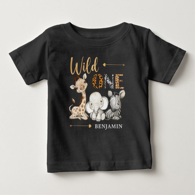 Camiseta De Bebé Safari Wild One Baby Animals (Anverso)