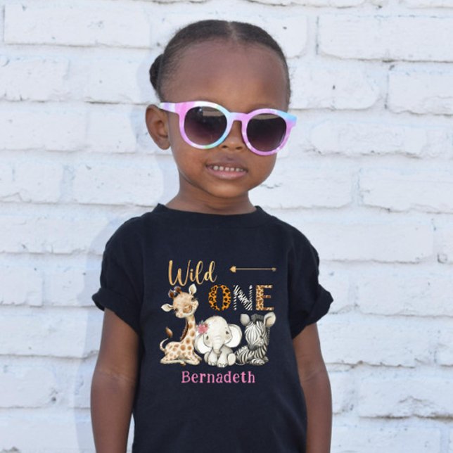 Camiseta De Bebé Safari Wild One Baby Animals 1st Birthday Floral (Subido por el creador)