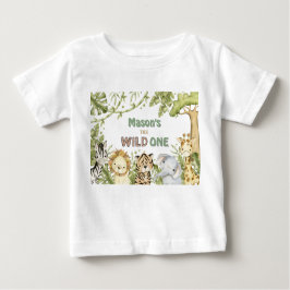 Camiseta De Bebé Safari Wild One Watercolor Cumpleaños