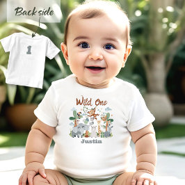 Camiseta De Bebé Safari ZOO Animales Salvajes Un Niño Primer Cumple