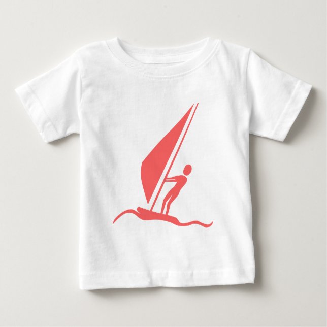 Camiseta De Bebé Sailboarding - Rosa tropical (Anverso)