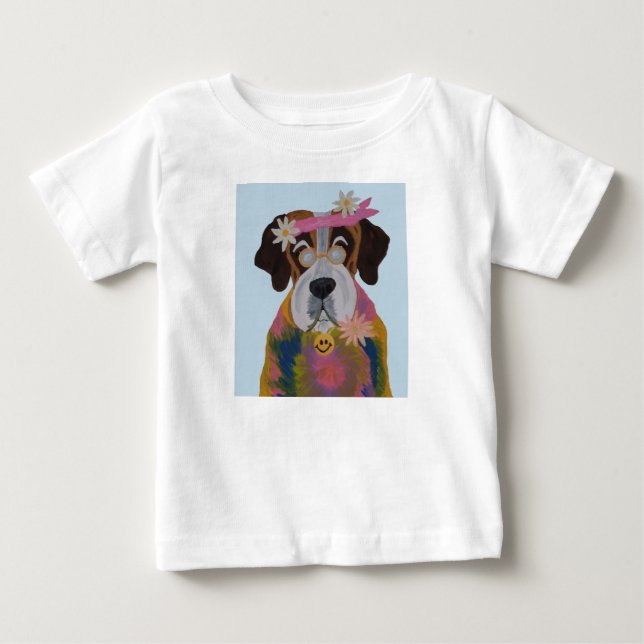 Camiseta De Bebé Saint Bernard Hippie (Anverso)