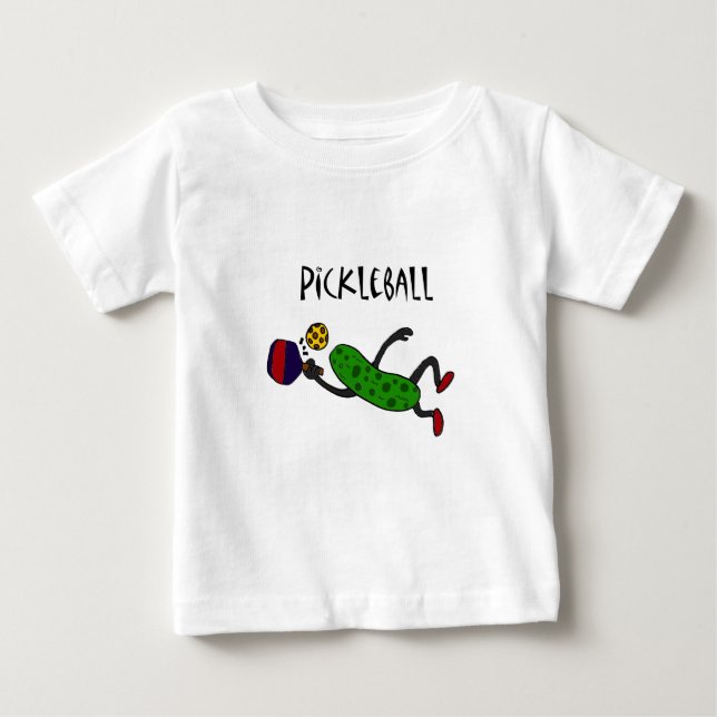 Camiseta De Bebé Salmuera divertida del salto que juega Pickleball (Anverso)