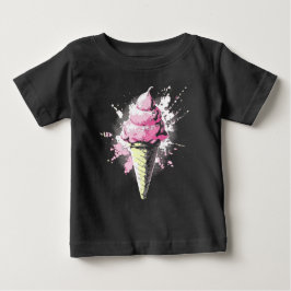 Camiseta De Bebé Salpicadura de helado rosa abstracto angustiado