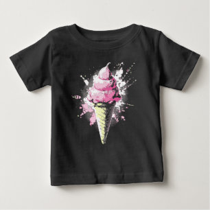 Camiseta De Bebé Salpicadura de helado rosa abstracto angustiado